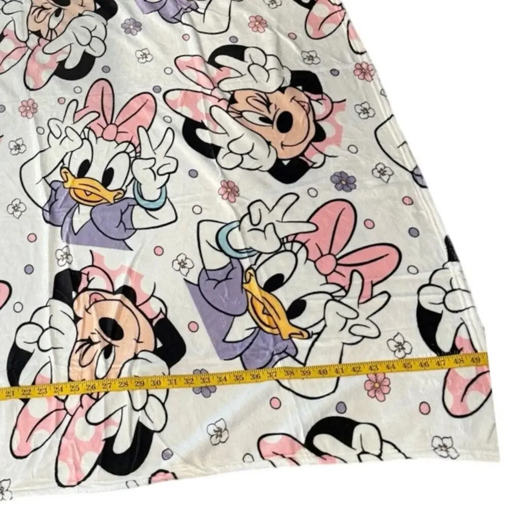 Minnie Daisy Duck Soft Fleece Throw Blanket 58x50 Pink Purple Polyester Cute